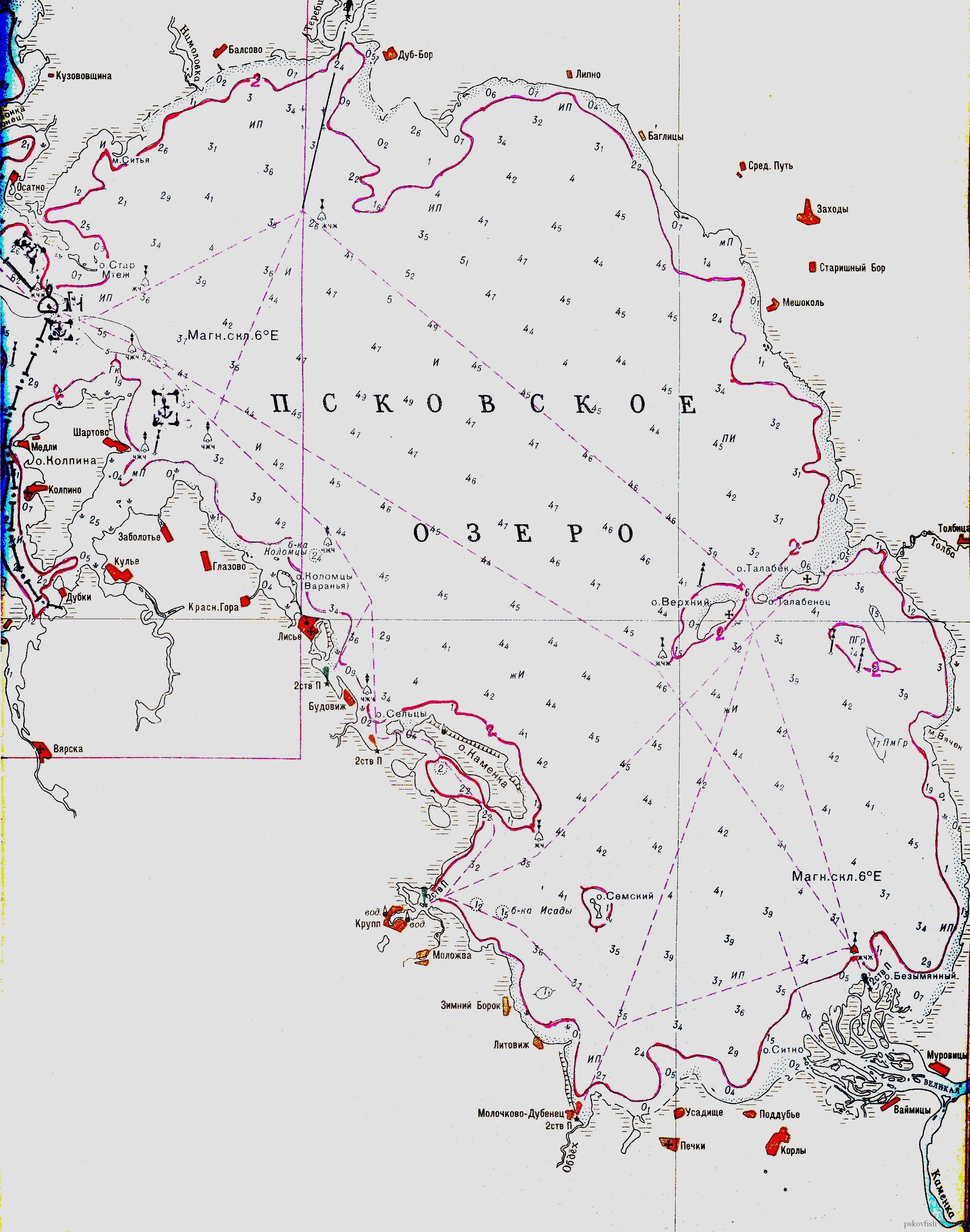 Карта глубин озер псковской области